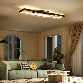 Candeeiro de teto LED 70 x 30 cm retangular de 43 W, luminária de teto 3000-6000 K, 4600 LM, comando à distância, preto