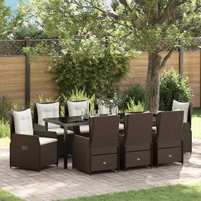 vidaXL Conjunto de Jantar para Jardim 9 Peças Castanho em Rattan Sintético