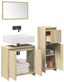 vidaXL 3 pcs conj. móveis casa banho derivados madeira carvalho sonoma