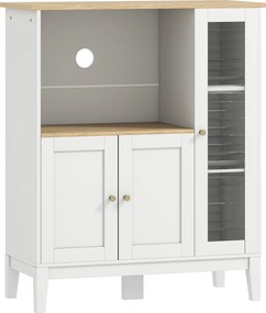 HOMCOM Móvel Auxiliar de Cozinha Moderno Móvel para Micro-Ondas com Prateleiras 3 Portas Compartimento Aberto 80x35x97 cm Branco | Aosom Portugal