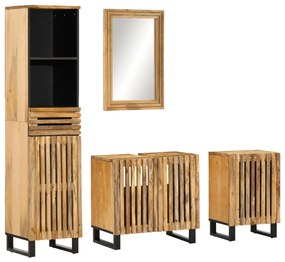 vidaXL 4 pcs conj. móveis p/ casa de banho mangueira áspera maciça