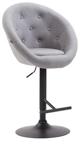 Banco de bar London em tecido e com estrutura preta 65 x 107-128 x 57 cm Cinzento