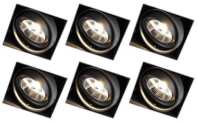 Conjunto de 6 focos embutidos pretos GU10 AR70 sem moldura - Oneon Moderno