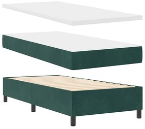 Cama Box com Colchão Verde Escuro - 90x200 cm em Veludo