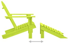 Cadeira Adirondack para jardim com otomano abeto maciço verde
