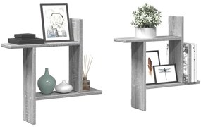vidaXL Prateleiras parede 2 pcs derivados de madeira cinzento sonoma
