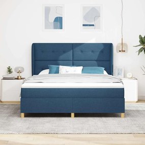 Cama Box Spring VidaXL Azul com Colchão 180x200 cm Tecido