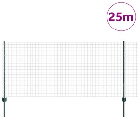 Cerca Euro com 11 Postes U Verde 1x25 m Aço