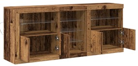 Aparador com Luzes LED Madeira Antiga 162x37x67 cm Madeira Engenharia