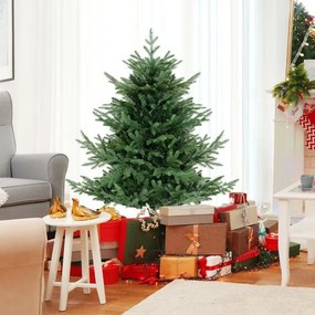 Árvore de Natal artificial pré-iluminada 135 cm, 442 pontas de ramos, 160 luzes LED, folhas mistas de PE e PVC, Verde