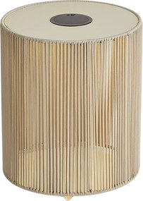 Candeeiro de mesa moderno para exterior bege com LED recarregável e solar IP54 - Rope