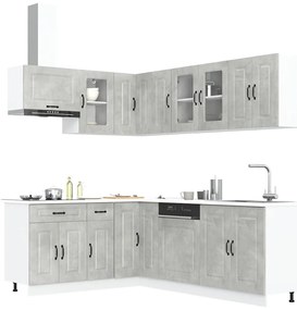 vidaXL 11 peças armário de cozinha conjunto Kalmar concreto cinza