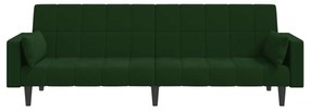 Sofá-cama 2 lugares com duas almofadas veludo verde-escuro