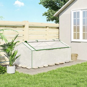 Mini Estufa de Jardim em Túnel, 180 x 90 x 70 cm, Cobertura Impermeável Anti-UV, Branco