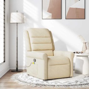 vidaXL Poltrona de massagens reclinável tecido cor creme