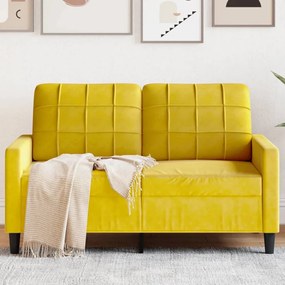 Sofá de 2 lugares veludo 120 cm amarelo