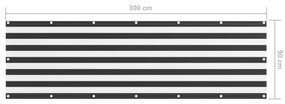 Tela de varanda 90x300 cm tecido Oxford antracite e branco