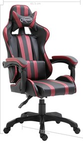 Cadeira de gaming couro artificial vermelho tinto