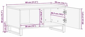 Mesa de centro com prateleira com armazenamento com porta Branco, Pret