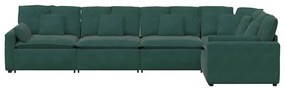 Sofá modular com almofadas veludo verde-escuro