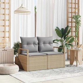 vidaXL Sofá de jardim com almofada Bege 120 x 62 x 69cm vime PE