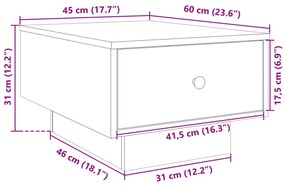 Mesa de centro 60x45x31 cm derivados de madeira branco