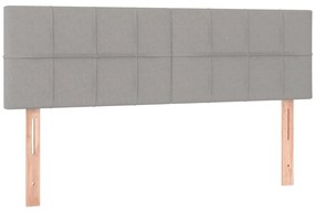 Cabeceira de cama c/ luzes LED tecido 144x5x78/88cm cinza-claro