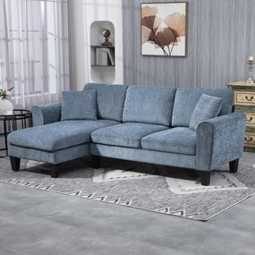Sofá Chaise Longue Sofá de Canto Sofa Sala de Estar Reversível em Forma de L com 2 Almofadas 230x138x87 cm Cinza Azulado