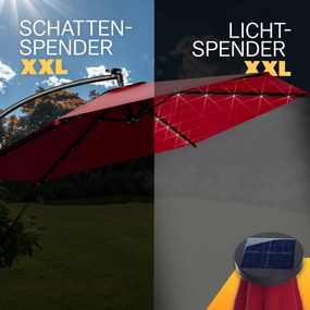 Guarda-sol solar cantilever LED Haiti Ø300cm Proteção UV 80+ vermelho