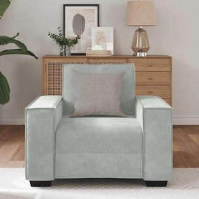 Poltrona 60 cm veludo cinzento-claro