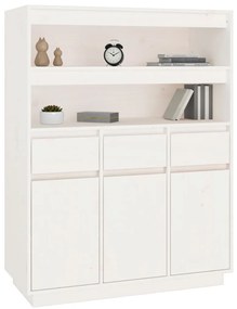 Aparador alto 89x40x116,5 cm madeira de pinho maciça branco