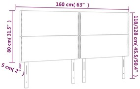 Cabeceira de cama c/ LED veludo 160x5x118/128 cm cinza-claro