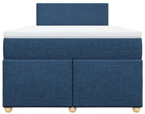 Cama boxspring com colchão 120x190 cm tecido azul