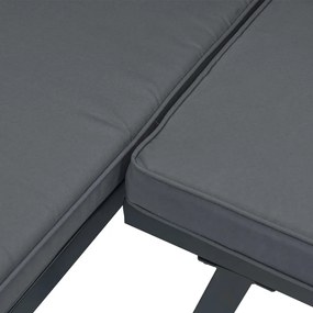 2 pcs conjunto de sofás p/ jardim c/ almofadões alumínio preto