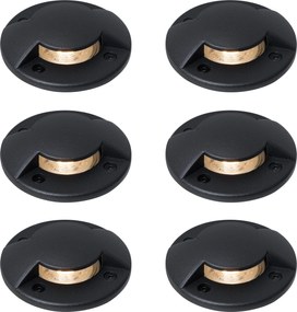 Conjunto de 6 Spots de Solo Modernos Preto GU10 50mm Efeito de 2 Luzes IP65 - Cellar