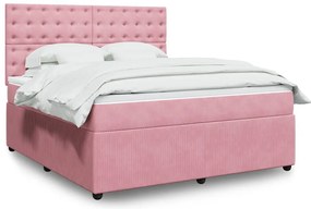 Cama com molas/colchão 180x200 cm veludo rosa