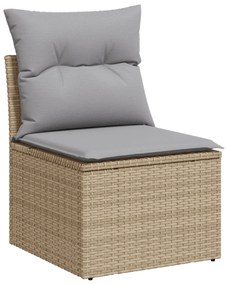 Conjunto de Sofá de Jardim de 8 Peças com Almofadas Bege Polyrattan