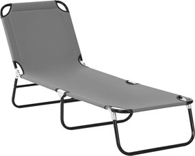 Outsunny Espreguiçadeira Jardim Dobrável Reclinável 3 Posições Ângulo Ajustável Exterior Terraço Carga 120 kg 190x56x85 cm Cinza | Aosom Portugal