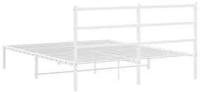 Estrutura de cama com cabeceira 150x200 cm metal branco