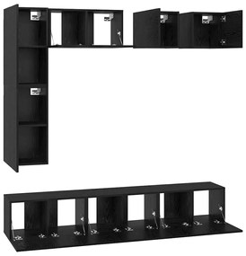 Conjunto de móvel de TV 8 pcs Carvalho preto Madeira processada