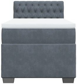 Cama com molas/colchão 100x200 cm veludo cinza-escuro