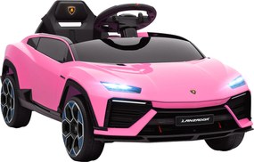 AIYAPLAY Carro Elétrico para Crianças 12V com Motor Duplo Rodas com Suspensão Faróis Música USB 101,5x49x43 cm Rosa | Aosom Portugal