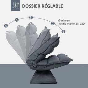 Poltrona giratória de 360° com encosto reclinável, design estofado, 62 x 62 x 95 cm, cinzento escuro