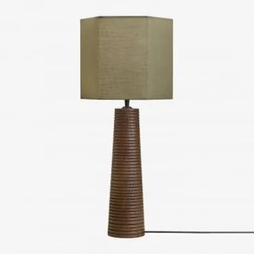 Candeeiro De Mesa Em Madeira De Manga Malva ↑40 Cm & Sage Green Ø30 Cm Tenerife - Sklum