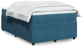 Cama boxspring com colchão 120x190 cm veludo azul-escuro