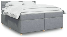 Cama com molas/colchão 200x200 cm tecido cinza-claro