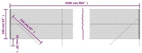 Cerca de arame 1,6x25 m prateado