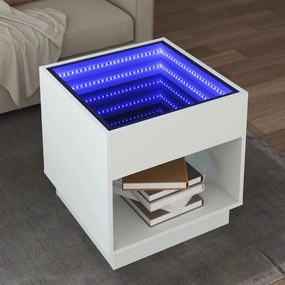 vidaXL Mesa de centro luzes LED Infinity 50x50x50 cm branco