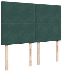 Cama com molas/colchão 140x200 cm veludo verde-escuro