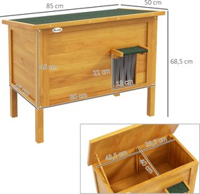 Casinha para gatos, exterior em madeira elevada com teto basculante e isolamento, 85 x 50 x 68,5 cm